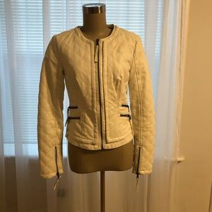 White Faux Leather Jacket, women’s small